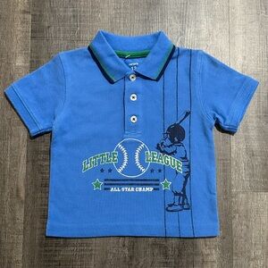 💞 New Carter’s Baby & Toddler Boys Size 12 Months Blue Baseball Polo